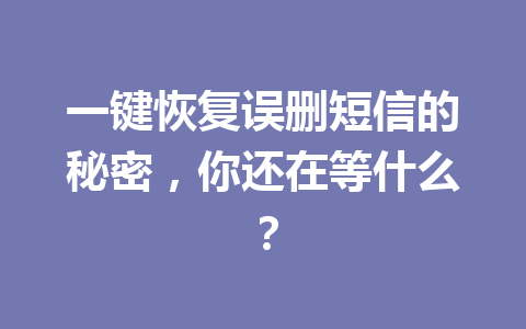 一键恢复误删短信的秘密，你还在等什么？