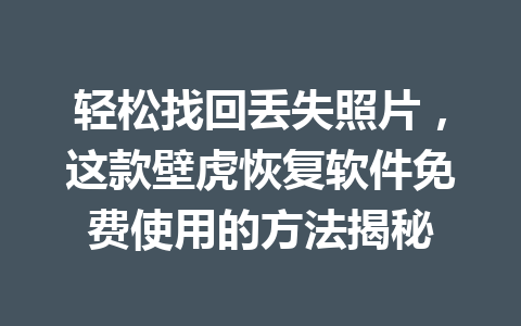 轻松找回丢失照片,这款壁虎恢复软件免费使用的方法揭秘 轻松找回丢失照片,这款壁虎恢复软件免费使用的方法揭秘