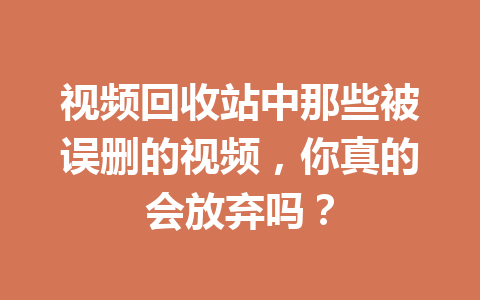 视频回收站中那些被误删的视频，你真的会放弃吗？