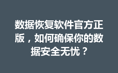 数据恢复软件官方正版,如何确保你的数据安全无忧? 数据恢复软件官方正版,如何确保你的数据安全无忧?