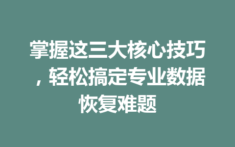 掌握这三大核心技巧，轻松搞定专业数据恢复难题