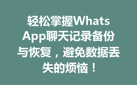 轻松掌握WhatsApp聊天记录备份与恢复，避免数据丢失的烦恼！