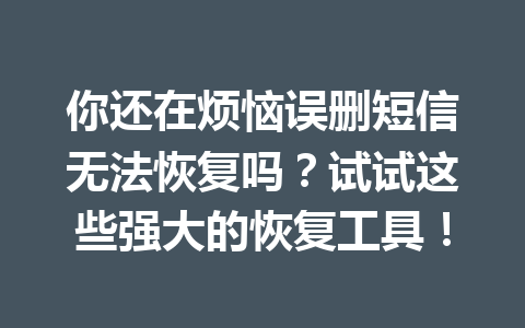 你还在烦恼误删短信无法恢复吗？试试这些强大的恢复工具！